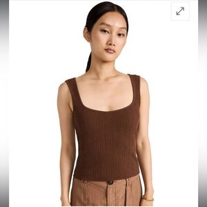 Vince Ribbed Sweetheart Tank in Hazelnut Size M